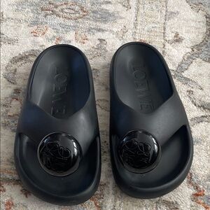 Loewe Black Rubber Orb Logo Medallion Slides